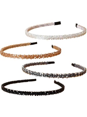 Brave Bull Pack Of Headbands For Women Girls Double Row Beaded Headbands Transparent Black Braided Narrow Headband Hair Accessories (Yurt Dışından)