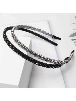 Brave Bull Pack Of Headbands For Women Girls Double Row Beaded Headbands Transparent Black Braided Narrow Headband Hair Accessories (Yurt Dışından)