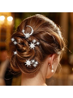 Brave Bull Casdre Star Shape Rhinestone Hair Clip Bridal Hair Accessories Sparkling Crystal Bridal Wedding Hair Accessories For Women And Girls (5 Pack) (Yurt Dışından)