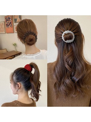 Brave Bull Set Of Bird's Nest Magic Hair Clips Hairband Bun Maker Thick Thin Hair Hair Clips Expandable Hair Clips Suitable For Women Ponytail Clips Hairband (Yurt Dışından)