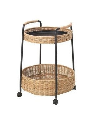 IKEA Lubban Tekerlekli Yan Sepha - Rattan / Antrasit