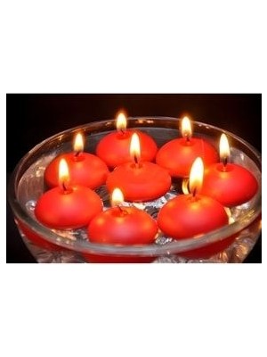 12 Adet Kirmizi Renk Suda Yüzen Mum