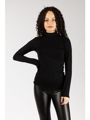 Bayan Uzun Kollu Yarım Balıkçı Likralı Penye Badi