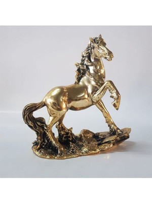 TeknoTrust Altın renkli poliresin biblo, 24x24 cm şık dekoratif obje