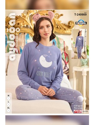 Aydoğan Kadın Asya Termal Good Night Leylak Pijama Takım 0669