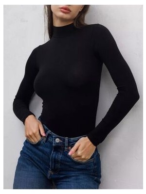 Bordo Underwear A+ Kalite Yumuşak Likralı Pamuklu Balıkçı Dik Yaka Uzun Kollu Kancalı Çıtçıtlı Örme Body Zıbın