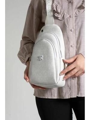 İmpolo Meri Beyazempirme Baskı Kadın Bel ve Omuz Çantası 30X20 Ebatında