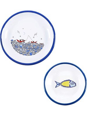 Anason İşleri Balık Masalı ve Uçan Balık Emaye Tabak 2’li Set