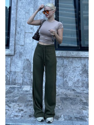 Haki Beli Ayarlanabilir Geniş Paça Pantolon MG2089