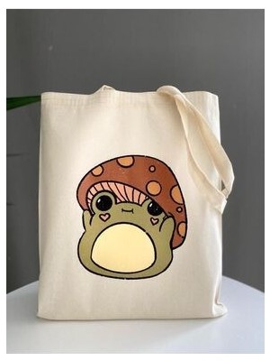 Sevimli Mantar Baskılı Bez Çanta