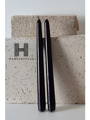 Metalik Siyah Renk 2 Li Şamdan Mum (Çap 2.2 Boy 25CM)