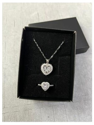 Jüpiter Home Gümüş Rodyumlu Pırlanta Modeli Zirkon Taşlı Kalp Kolye Pandora,m Ciddi Ilişki Yüzügü