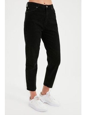 Leo Penelope Siyah Solmaz Mom Jean Kadın Boyfriend Yüksek Bel Power Likra