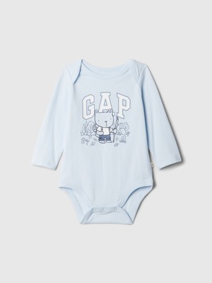 Bebek Mavi Gap Logo Brannan Bear Grafikli Bodysuit