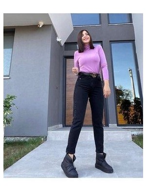 Leo Penelope Zero Yüksek Bel Mom Kot Pantolon Esnek Cepli Dar Kalıp Pamuklu - Slim Mom Jean