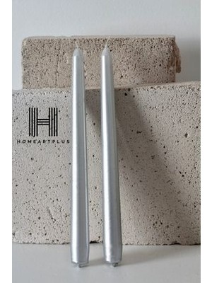 Metalik Gümüş Renk 2 Li Şamdan Mum (Çap 2.2 Boy 25CM)