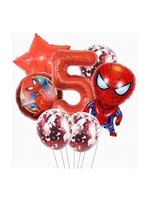Örümcek Adam Balon Seti Rakam Balon Pullu Şeffaf Balon Spiderman Balon