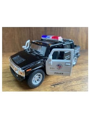 Hummer H2 Sut Polis Çek Bırak Die Cast Kapıları Açılabilen 2005 Hummer H2 Sut Polis Arabası