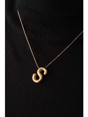 Çelik Harfli  "s"  Bubble Balon Kolye Balık Sırtı Toplu Zincir S Harfi 45CM