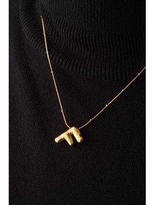 Çelik Harfli  "f"  Bubble Balon Kolye Balık Sırtı Toplu Zincir F Harfi 45CM