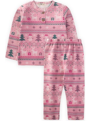 Snow Temalı Pijama Takım 1-9 Yaş Somon