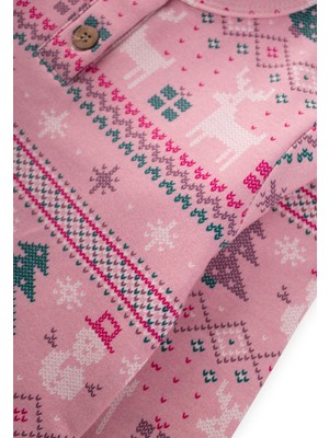 Snow Temalı Pijama Takım 1-9 Yaş Somon