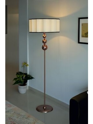 Noa Vega Bakır Rose Gold Kaplama Tek Ayaklı Metal Lambader -  Krem