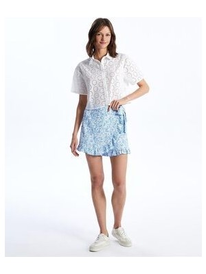 Xsıde Beli Lastikli Çiçekli Kadın Şort Etek