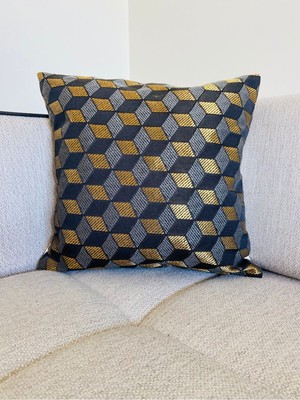Woodhub Golden - Geometrik Dekoratif Yastık Kılıfı / Kırlent Kılıfı