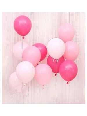 Makaron Pembe Pastel Fuşya Beyaz Balon 12 Adet