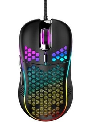 Junglee Rgb LED Işıklı Optik Oyuncu Mouse 800-2400 DPI Siyah Oyun İçin 6 Butonlu Tasarım