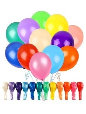 Metalik Balon 10 Adet Karışık Renk Metalik Parlak Balon