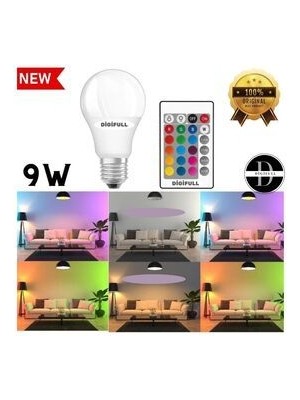 Diofull 9W Renk Değiştiren Kumandalı RGB LED Ampul E27 Duy Tipi İçin Çok Fonksiyonlu Aydınlatma