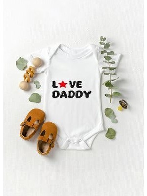 Lotus Baby Kısa Kollu %100 Pamuklu Love Daddy  Yazılı Bebek Body Zıbın