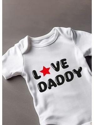 Lotus Baby Kısa Kollu %100 Pamuklu Love Daddy  Yazılı Bebek Body Zıbın