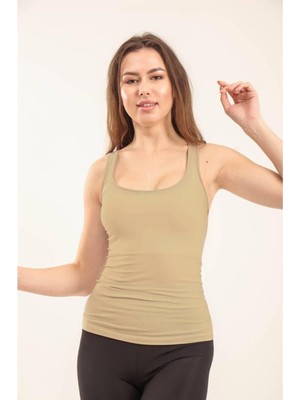 Balenbi Kadın Basic Geniş Askılı Uzun Penye Body 1068