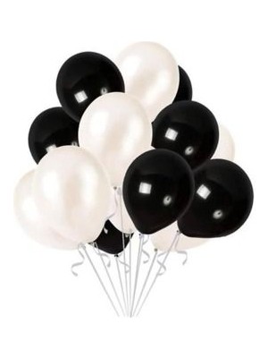 Siyah Beyaz Taraftar Doğum Günü Partisi Balon Siyah Beyaz Balon 10 Adet Balon