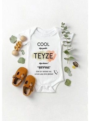 Lotus Baby Kısa Kollu %100 Pamuklu Isme Özel Teyze Yazılı Bebek Body Zıbın