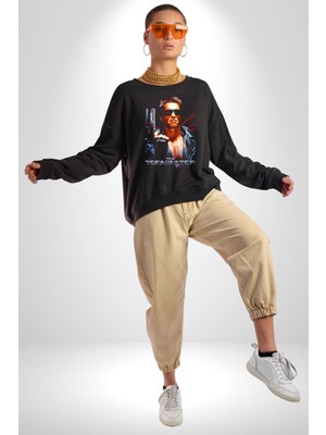 The Terminatör Film Kadın Erkek Siyah Sweatshirt