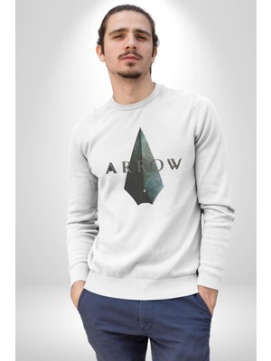 Arrow Kadın Erkek  Beyaz Baskılı Sweatshirt