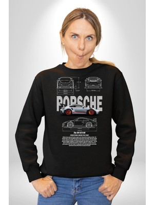 Porsche 911 Gt3 Rs Kadın Erkek Siyah Sweatshirt