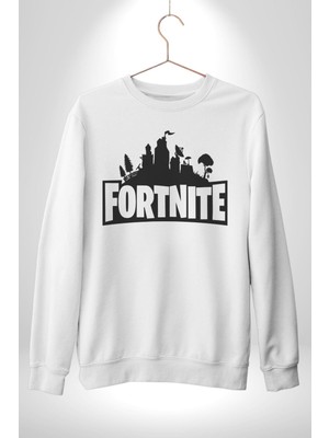 Fortnite Kadın Erkek Beyaz Sweatshirt