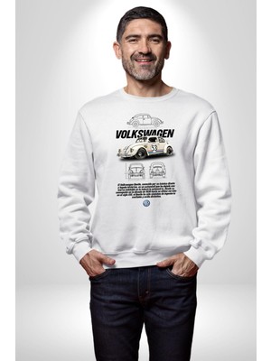 Volkswagen Kaplumbağa 1963 Beetle Araba Herbie Kadın Erkek Beyaz Sweatshirt