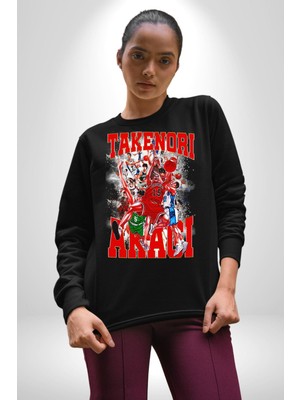 Basketbol Akagi Takenori Anime Slam Dunk Karakter Kadın Erkek Siyah Sweatshirt