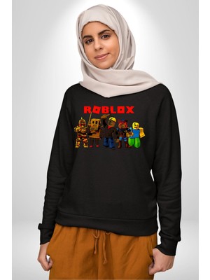 Roblox Oyun Kadın Erkek Siyah Sweatshirt