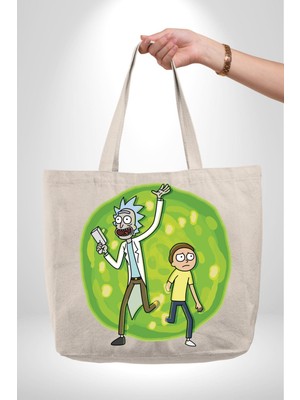 Angemiel Rick And Morty Portal 47X36X8 Kadın Erkek Kanvas Körüklü Büyük Boy Çanta