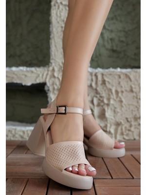 Kazax Donnt Nude Cilt Dolgu Topuk Sandalet