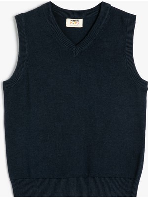 Koton Basic Okul Süveteri V Yaka Kolsuz Pamuklu