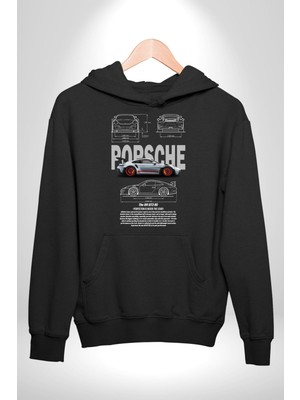 Porsche 911 Gt3 Rs Kadın Erkek  Siyah Kapüşonlu Sweatshirt Hoodie