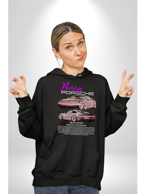 Berry Porsche 911 Gt3 Rs Kadın Erkek  Siyah Kapüşonlu Sweatshirt Hoodie